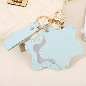 Customized Mini Pocket Star Shaped PU Leather Folding Makeup Mirror Travel-Friendly Promotional Item