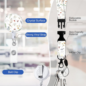 Wholesale flower and leaf badge clips with detachable lanyards, retractable badge rolls, <b>ID</b> card lanyards - Product Image 2
