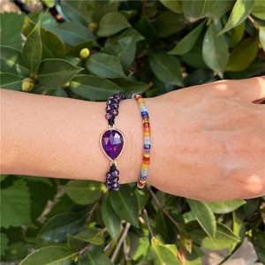 Pietra naturale esagonale Charm <span class=keywords><strong>Jaspers</strong></span> perline braccialetti intrecciati amicizia macramè Wrap bracciale donna donna gioielli Dropship - Product Image 4