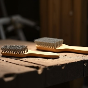 Hand <b>Brush</b> Wooden Handle Stainless Steel Abrasive 6x15x25 Mm 24 Wires - Product Image 3