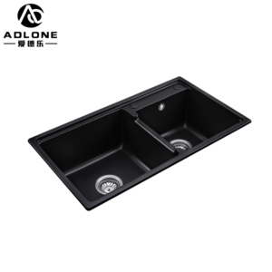 Évier de cuisine double carré ADLONE au design moderne 80*45, installation en surélevé, <span class=keywords><strong>granit</strong></span> composite de 10 mm d'épaisseur pour usage domestique - Product Image 3