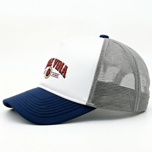 Custom Embroidered Trucker <b>Hat</b> Two Tone Mesh Back Baseball Cap Vintage Style Curved Brim Trucker Cap for <b>Men</b> Women Outdoor - Product Image 3