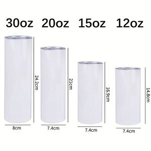 Gobelets isothermes à double paroi de 20 oz, anti-fuite, sans BPA, en acier inoxydable, avec paille et base en caoutchouc, vierges pour sublimation - Product Image 3