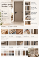 Porte intérieure en bois foncé OEM ODM pour hôtel, appartement, villa, couleur et taille personnalisées, serrure magnétique silencieuse, acoustique