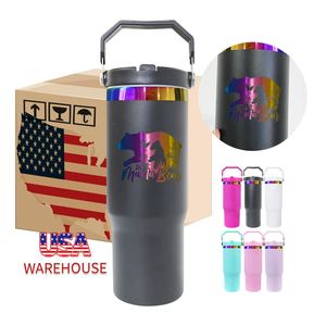 Flip Straw 30oz Matte <b>Macaron</b> Blank Sublimation Double Walled Vacuum Insulated Rainbow Underneath Tumbler - Product Image 3