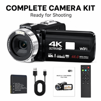Caméscope 48MP 4K avec zoom 18X, écran tactile rotatif de 3,0 pouces, WiFi, vision nocturne, MicroSD, 9 modes, éclairage LED, caméra DV