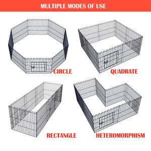 Enclos pliable pour animaux de compagnie en fil de fer solide avec fermeture à boucle et crochet, forme carrée, plusieurs sections pour chats et chiens - Product Image 3