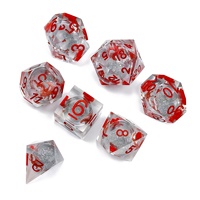 Lot de 7 dés polyédriques DND carrés en résine rouge Dragon à noyau liquide, écologiques et personnalisables, pour jeux de rôle RPG