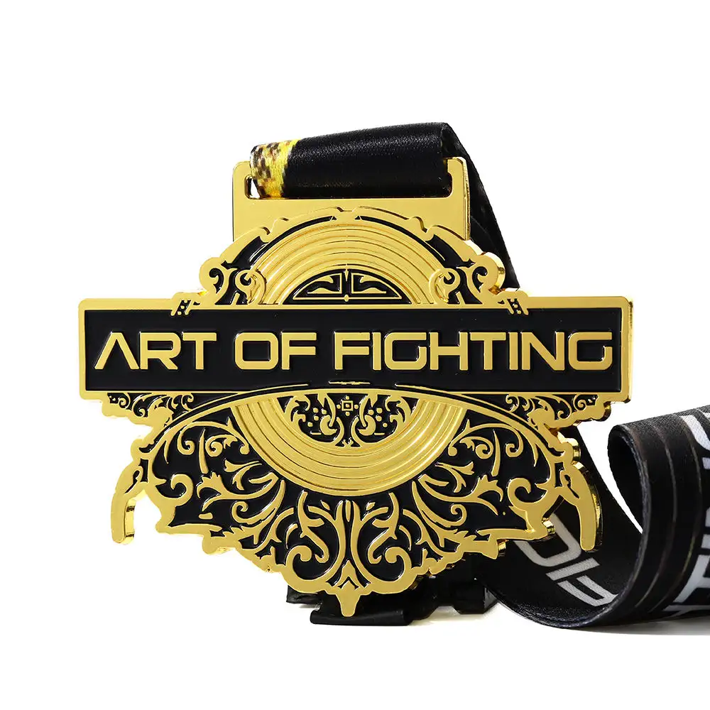 2024 New design can be customized Sports Award embossed 3D Gold Metal Wrestling Muay Thai Taekwondo Medal Fighting medal