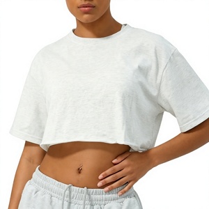 Camiseta Corta Oversize de Moda para Mujer, Impresión Personalizada, Algodón, Informal, Directo de Fábrica, Camisetas Cortas Ligeras para Mujer - Product Image 1