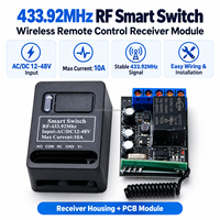 Penerima Remote Control Nirkabel RF Universal 433MHz AC/DC 12-48V 10A Modul Relay untuk Otomatisasi dan Kontrol Rumah