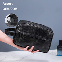 Sac de toilette de voyage pour homme, grande capacité, en cuir PU imperméable, double compartiment, personnalisable en gros