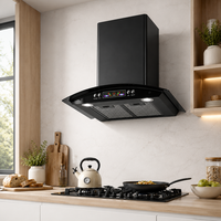 Campana Extractora de Cocina de Vidrio Curvo, Montada en la Pared, con Gran Potencia de Succión, Electrodoméstico para el Hogar
