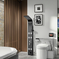 Kit de panneau mitigeur de douche à poignée unique noir brossé moderne personnalisable en acier inoxydable Thermostat intelligent robinet Jet souple pour