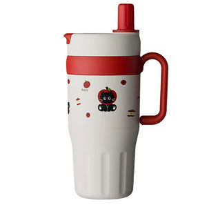 Taza de agua de gran capacidad con mango Taza de plástico de alto nivel de apariencia de verano Almacén de té Taza de hielo Bully - Product Image 2