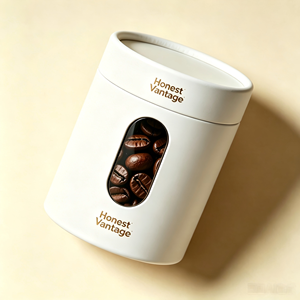 Custom Logo Tea Coffee Bean Cylinder Packaging With Gold <b>Foil</b> Logo And Clear <b>Window</b> Recyclable Paper Tube - Product Image 5