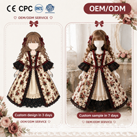 Robe de poupée BJD victorienne personnalisée, style rococo, tenue de poupée à imprimé floral, vêtements de poupée vintage en dentelle, costume long BJD