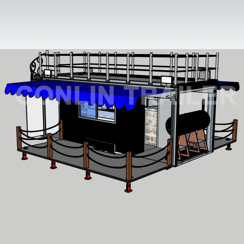 Mobil bar kamyon koltukları ile 5 metre ile gıda römork koltuk yukarı