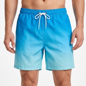 2026 Custom Logo Gradient Printed Sports Shorts Men's 4-Way Stretch High-Elasticity Ombre Performance Shorts Swim Trunks