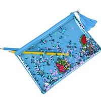 Pochette de rangement transparente en PVC scintillant et imperméable personnalisable pour articles de toilette, trousse de maquillage à fermeture éclair tendance, et étuis à crayons pour papeterie