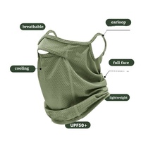 Cache-cou ouvert WRELS UPF50+ anti-UV, masque facial complet respirant avec boucles d'oreille, accessoires de course rafraîchissants