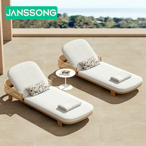 Chaise longue en teck meubles de patio chaise longue de plage lit lounge mobilier d'extérieur lit de bronzage en <span class=keywords><strong>bois</strong></span> chaises longues de luxe - Product Image 4
