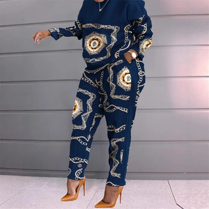 Ensemble deux pièces décontracté pour femmes, style européen et américain, automne/hiver, manches longues, <span class=keywords><strong>pantalon</strong></span> imprimé - Product Image 3