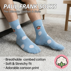 Calcetines Paul <span class=keywords><strong>Frank</strong></span> Julius Monkey, Lindos Calcetines de Dibujos Animados con Rayas Azules y Blancas y Puntos, Casuales, de Algodón y Elastano, Transpirables, con Licencia IP - Product Image 2