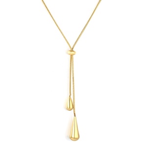 Collar de Acero Inoxidable con Baño de Oro de 18K, Joyería de Moda, Cadena con Colgante en Forma de Lágrima - Product Image 1