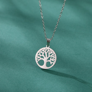PVD 18K Gold Plated Stainless Steel <b>Choker</b> Necklace with Lucky Tree Pendant for Women | Tree of Life Pendant - Product Image 3