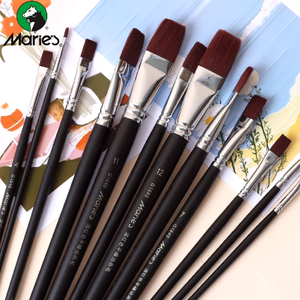 Marie's G1640 Stylo Plat Pinceau Aquarelle Nylon et Acrylique en Rouge Vin pour <span class=keywords><strong>Gouache</strong></span> à l'Huile et Aquarelle - Product Image 5