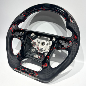 Nouveau produit avec volant en cuir perforé rouge en fibre de carbone forgée pour Silverado Denali 2010-2016, personnalisable - Product Image 4