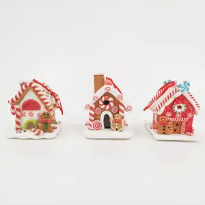 3D אייס Gingerbread קוקי בית עץ קישוטי החג אישית gingerbread חימר בצק תליית קישוטי למכירה
