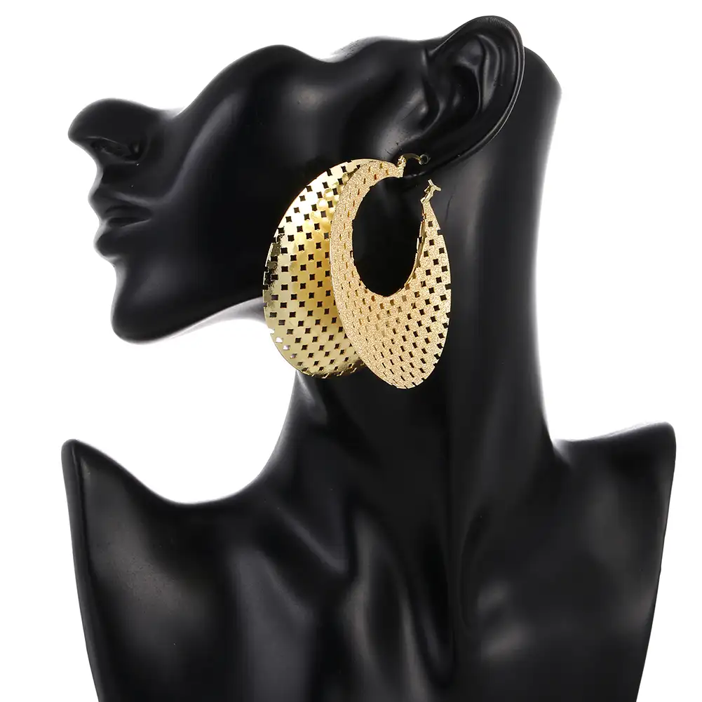 Ethlyn Große Runde Ohrringe für Senegal/Afrikanische Frauen/Mädchen Dubai Gold Überzog Schmuck Mode Hoop Hohl Ohrringe Geschenke e32