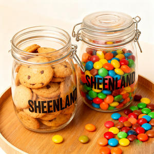 Vente en gros de <span class=keywords><strong>bocaux</strong></span> en verre carrés transparents hermétiques de différentes tailles avec couvercle à clip - Product Image 4