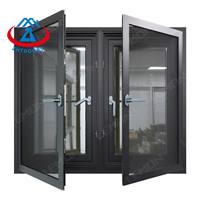 ZHTDOORS Ventana de vidrio abatible de aluminio eléctrico inteligente de alta tecnología con división sin rejilla
