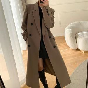 Manteau long trench pour femme de qualité supérieure, col tailleur croisé, tendance - Product Image 1
