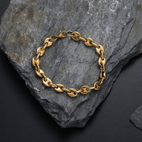 Collier en acier inoxydable 316L en forme de grain de café, chaîne à maillons en forme de nez de cochon de 7 mm, étanche, pour hommes et femmes, vente en gros ODM, idéal pour les boutiques de mode et les cadeaux