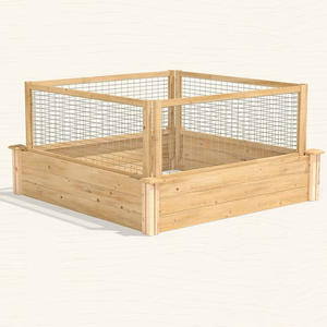 Fioriera Quadrata Rialzata in Legno da Giardino 48x10.5 Pollici con Recinzione CritterGuard - Product Image 5