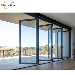 Portes pliantes en accordéon résistantes aux ouragans personnalisées Baivilla en usine Porte patio pliante extérieure en aluminium allié en verre - Product Image 1