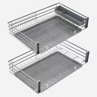 Em Promoção: Cesto Organizador de Talheres Deslizante de Duas Camadas com Fechamento Suave para Armário de Cozinha e Bandeja Coletora de Água