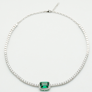 Collar de Esmeralda de Laboratorio de Corte Esmeralda de 6.47ct, Oro Sólido de 9K/14K/18K, con Cadena Tipo Tenis, para Joyería de Herencia - Product Image 6