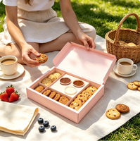 Boîte à biscuits personnalisée avec logo, avec compartiment pour sauce et séparateurs, emballage alimentaire en carton de qualité alimentaire pour biscuits et gâteaux