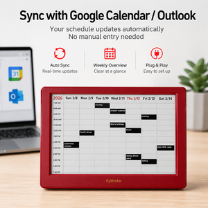 Intelevia 7" WiFi Smart E-Ink Calendar Digital Planner, Horloge mondiale avec <span class=keywords><strong>actualités</strong></span> en temps réel, Notes autocollantes, Planificateur quotidien, Rappel d'étude - Product Image 4