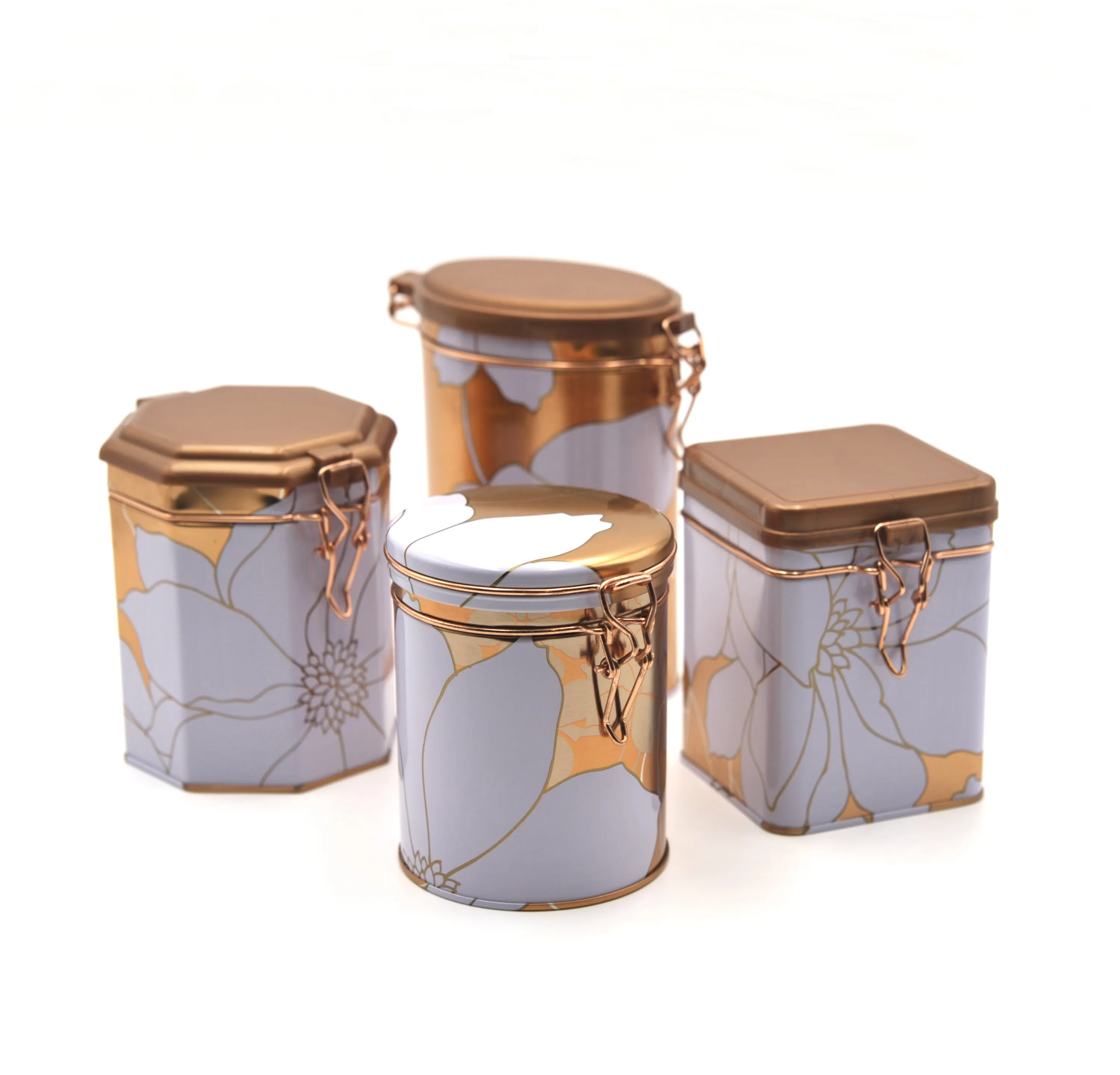 Luftdichte Blechdose aus Metall in achteckiger Form für Kaffee-Tee-Verpackungen