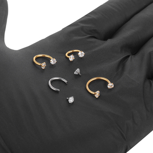 Lingchee G23 titane Zircon fer à cheval nez Piercings cerceau 16G oreille Septum hélice sourcil lèvre tour boucle d'oreille Cartilage Piercings - Product Image 2