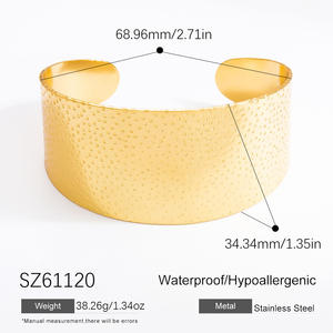 2025 industriel minimaliste ouvert bracelet luxe martelé large manchette Bracelet calme essentialiste bijoux pour les femmes - Product Image 3