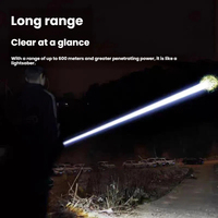 Lampe torche laser puissante portable d'extérieur en alliage d'aluminium étanche rechargeable par USB, portée du faisceau 1000M+, longue autonomie