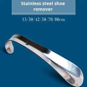Wholesale 30cm Shoehorn Stainless Steel Long Leather Handle Metal <b>Shoe</b> Spoon Home Tools Accessories for Wear <b>Shoes</b> - Product Image 5