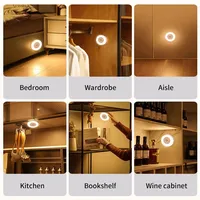 Lampe murale LED ronde rechargeable avec interrupteur tactile, lumière de lecture magnétique à intensité variable pour chambre, armoire, placard